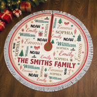 Personalized Family Name Christmas Tree Skirt, Custom Holiday Decor