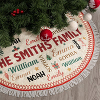 Personalized Family Name Christmas Tree Skirt, Custom Holiday Decor