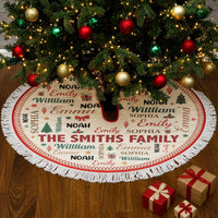 Personalized Family Name Christmas Tree Skirt, Custom Holiday Decor