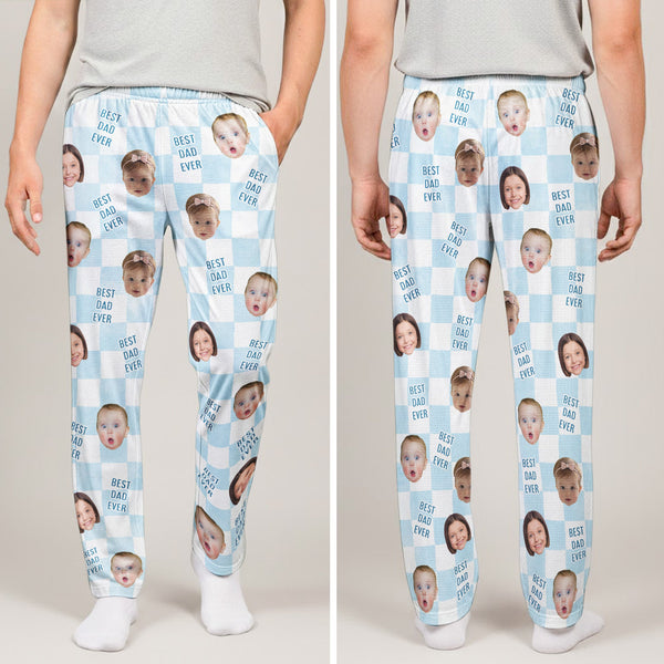 Best Dad Ever Custom Baby Photo Retro - Personalized Lounge Pants