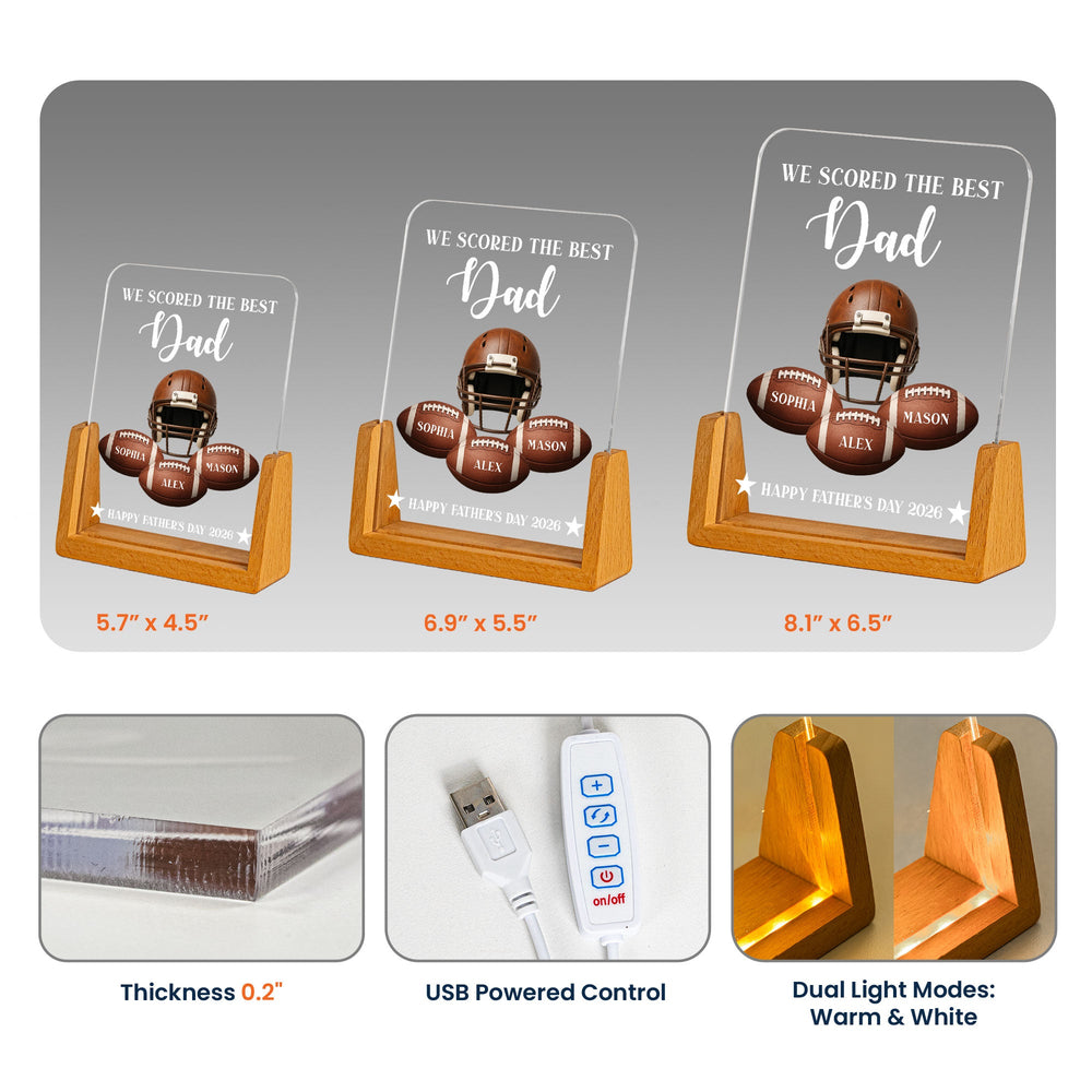 Football Dad We Scored The Best Dad - Personalized Night Light