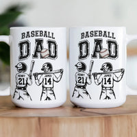 Father's Day Gifts, Baseball Dad, Daddy, Grandpa - Personalized Mug