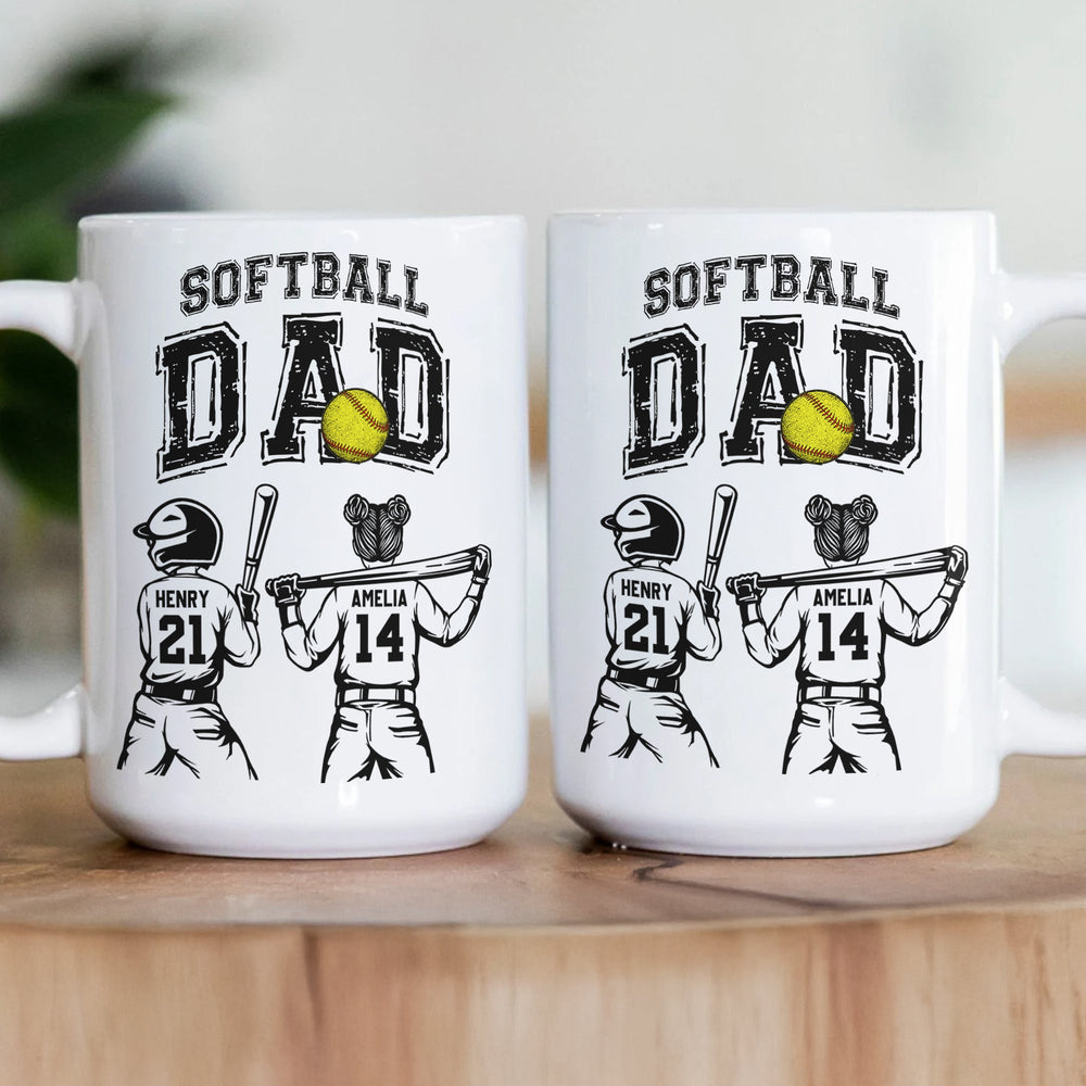 Father's Day Gifts, Softball Dad, Daddy, Grandpa - Personalized Mug
