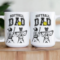 Father's Day Gifts, Softball Dad, Daddy, Grandpa - Personalized Mug