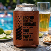 Father's Day Gifts, Legend, Husband, Dad And Grandpa - USA Version - Personalized Can Cooler | Patriotic Gift