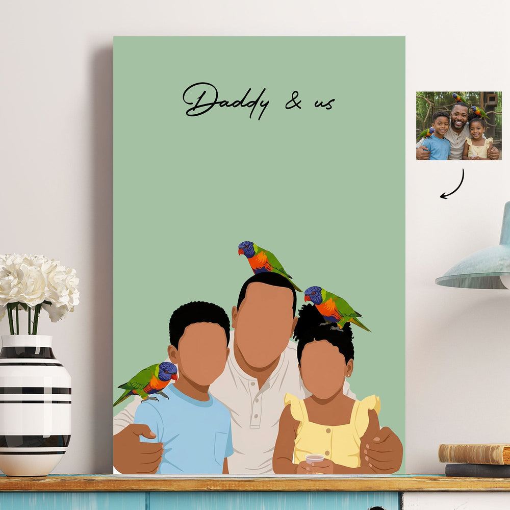 Father's Day Gift Custom Dad Portrait For Father, New Dad - Faceless Art - Personalized Poster | Custom Dad Wall Art