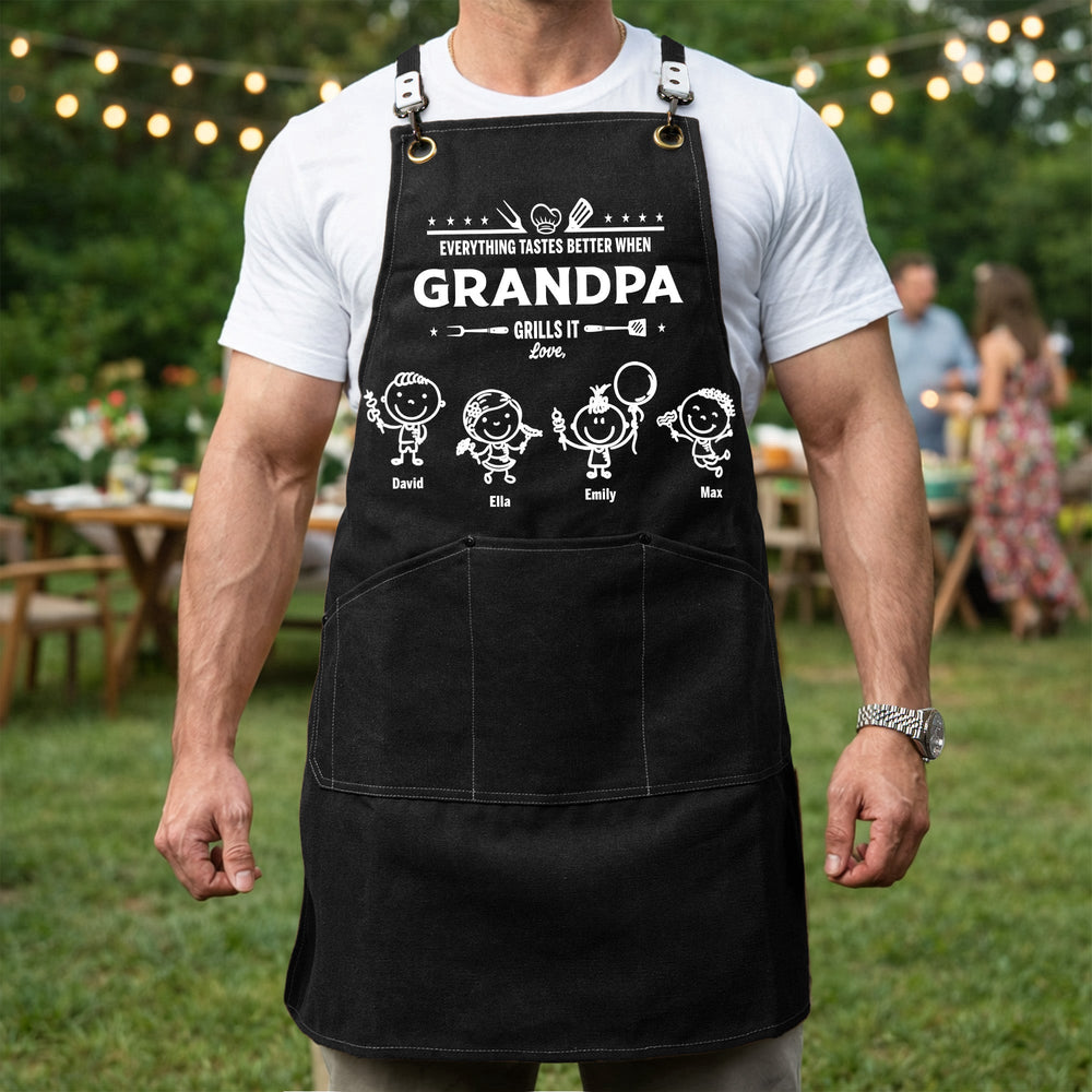 Everything Tastes Better When Grandpa, Dad Grills It - Personalized Apron