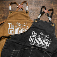 Father's Day Gifts, The Grillfather, The Man The Myth The Legend - Custom With Kids' Names - Personalized Apron