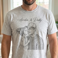Father's Day Gift For Husband, Dad Custom Photo Sketch Line Art - Personalized Shirt
