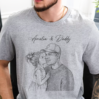 Father's Day Gift For Husband, Dad Custom Photo Sketch Line Art - Personalized Shirt
