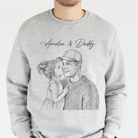 Father's Day Gift For Husband, Dad Custom Photo Sketch Line Art - Personalized Shirt