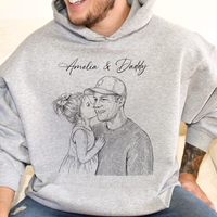 Father's Day Gift For Husband, Dad Custom Photo Sketch Line Art - Personalized Shirt