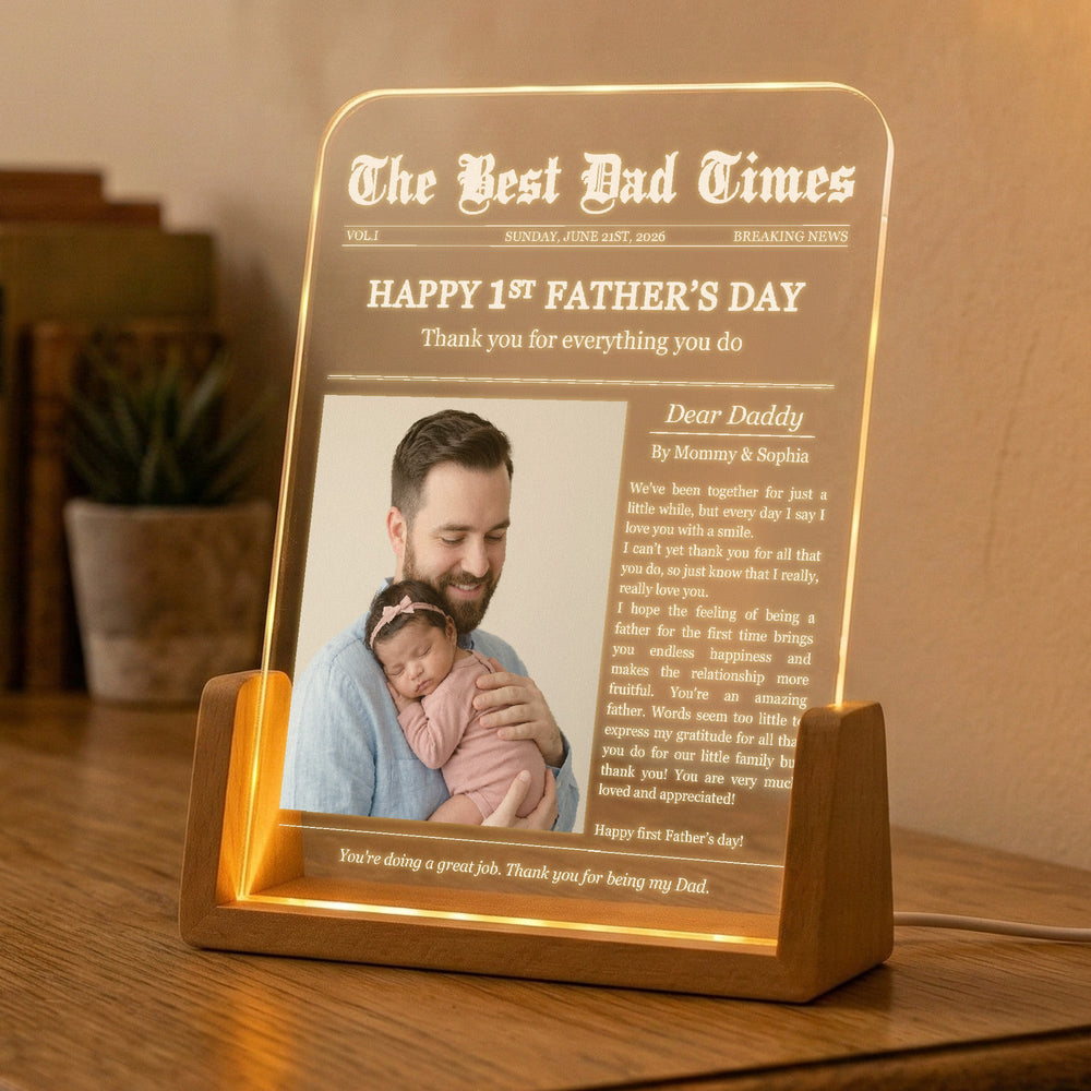 Father's Day Gifts, First Father's Day Custom Photo Gift For Dad, Husband - Personalized Night Light | Heartfelt Keepsake For New Dad