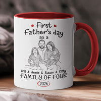 First Father's Day Gift Custom Photo Sketch Line Art - Personalized Mug