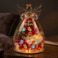 First Mom Now Grandma Gift For Mom, Grandma - Personalized Flower In Glass Angel Figurines