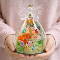 First Mom Now Grandma Gift For Mom, Grandma - Personalized Flower In Glass Angel Figurines