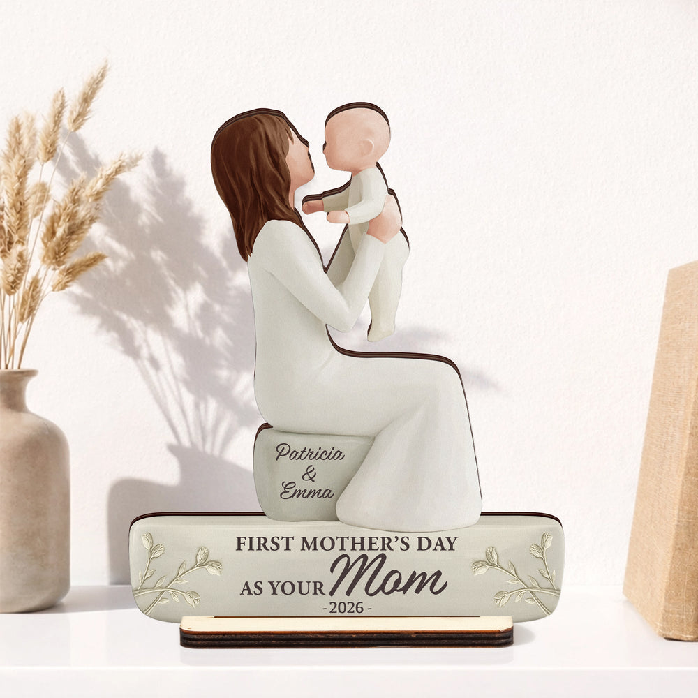 First Mother's Day Mom Grandma - Personalized Wooden Plaque