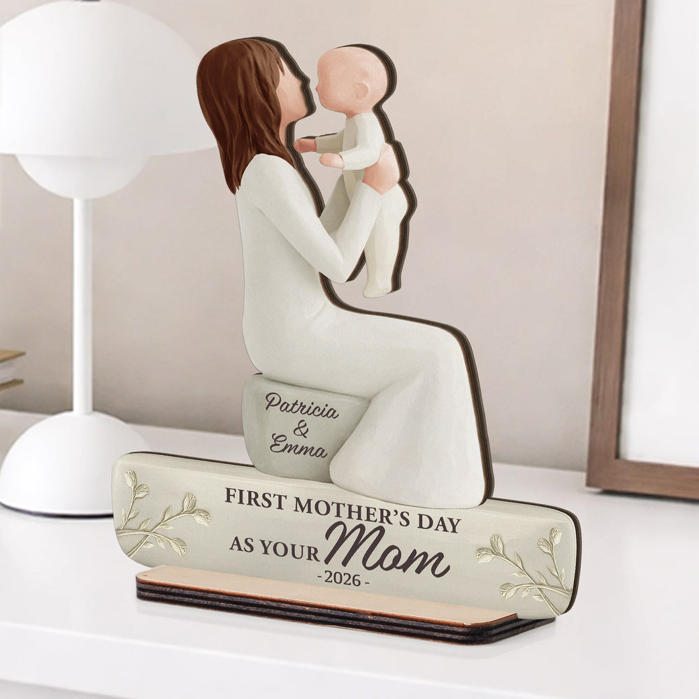 First Mother's Day Mom Grandma - Personalized Wooden Plaque