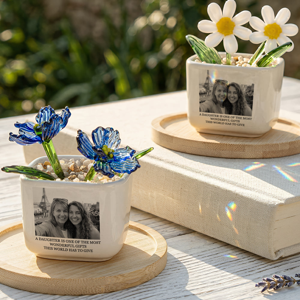 First My Daughter, Forever My Friend - Custom Vintage Photo For Daughter - Personalized Plant Pot