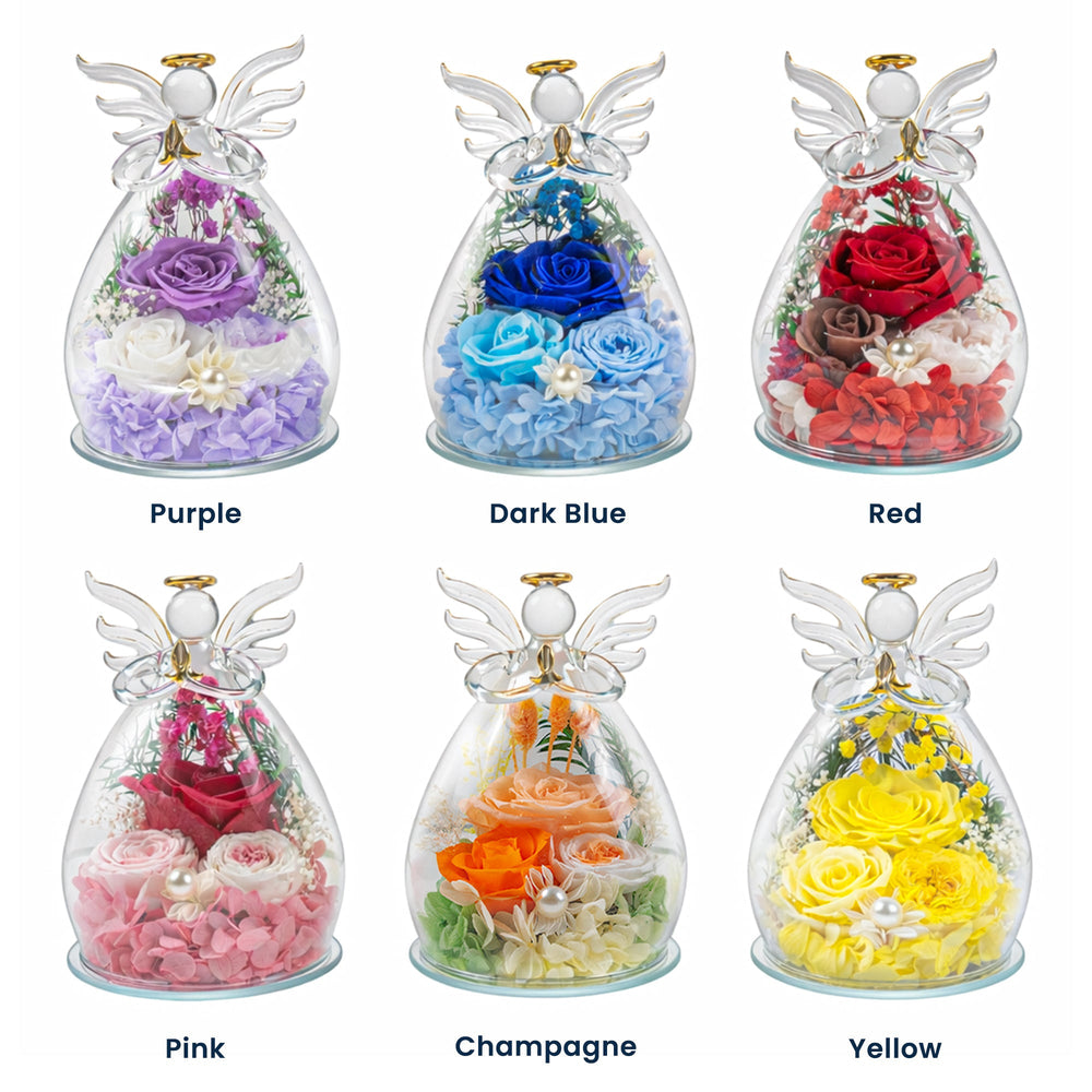 First My Daughter, Forever My Friend - Personalized Flower In Glass Angel Figurines
