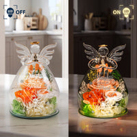 First My Daughter, Forever My Friend - Personalized Flower In Glass Angel Figurines