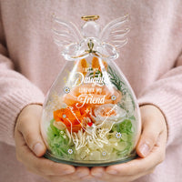 First My Daughter, Forever My Friend - Personalized Flower In Glass Angel Figurines
