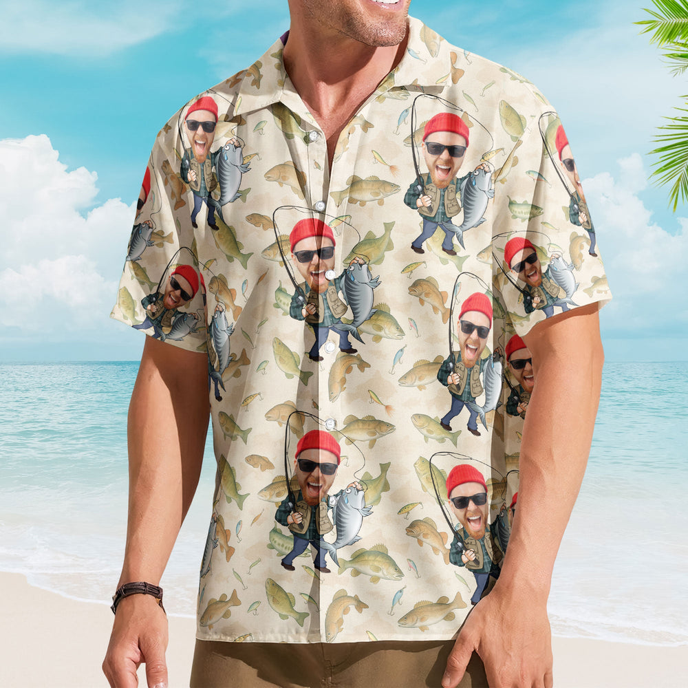 Fishing Man New Version - Personalized Photo Hawaiian Shirt