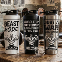 Personalized Gym Protein Shaker – Motivational Fitness Gift for Team, Men, Him or Trainer