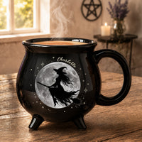 Personalized Witch Cauldron Mug - Flying Broom Halloween Coffee Mug Gift