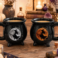 Personalized Witch Cauldron Mug - Flying Broom Halloween Coffee Mug Gift