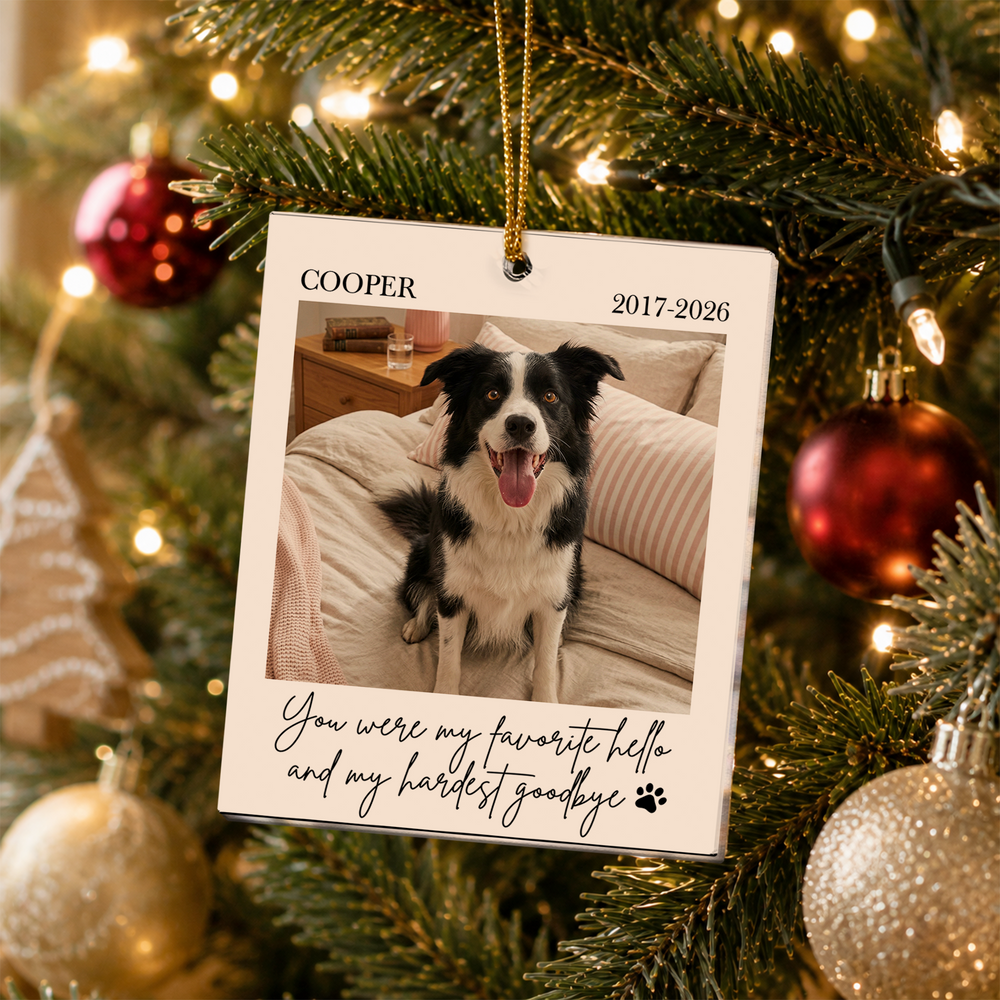 Personalized Forever In Our Hearts Custom Photo Acrylic Ornament – Dog & Cat Memorial Christmas Keepsake Gift