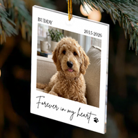 Personalized Forever In Our Hearts Custom Photo Acrylic Ornament – Dog & Cat Memorial Christmas Keepsake Gift