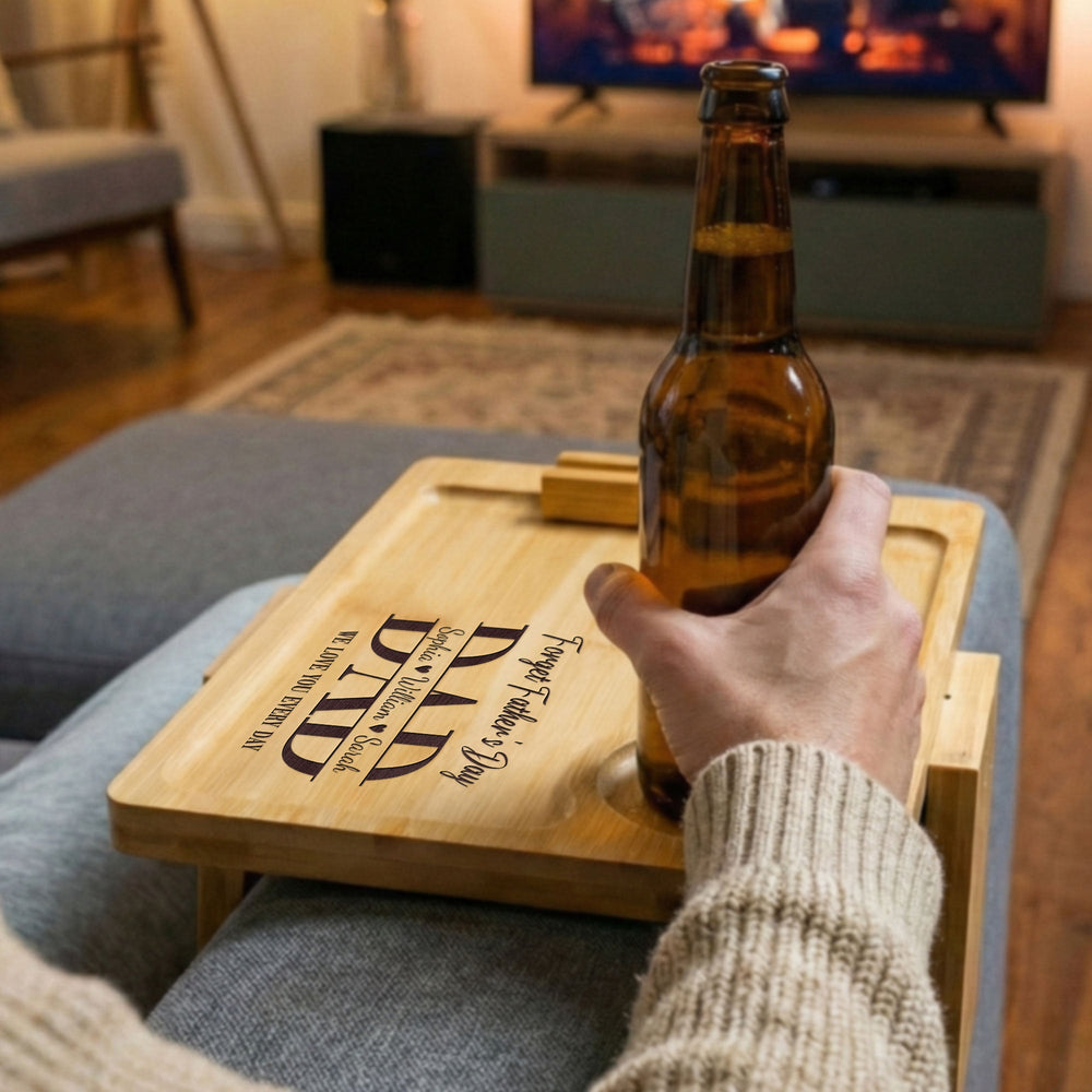 Forget Father's Day We Love You Every Day - Personalized Wooden Couch Arm Table