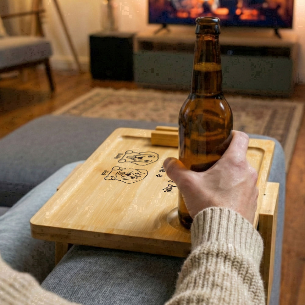 Forget Mother's Day We Woof You Every Day - Personalized Wooden Couch Arm Table