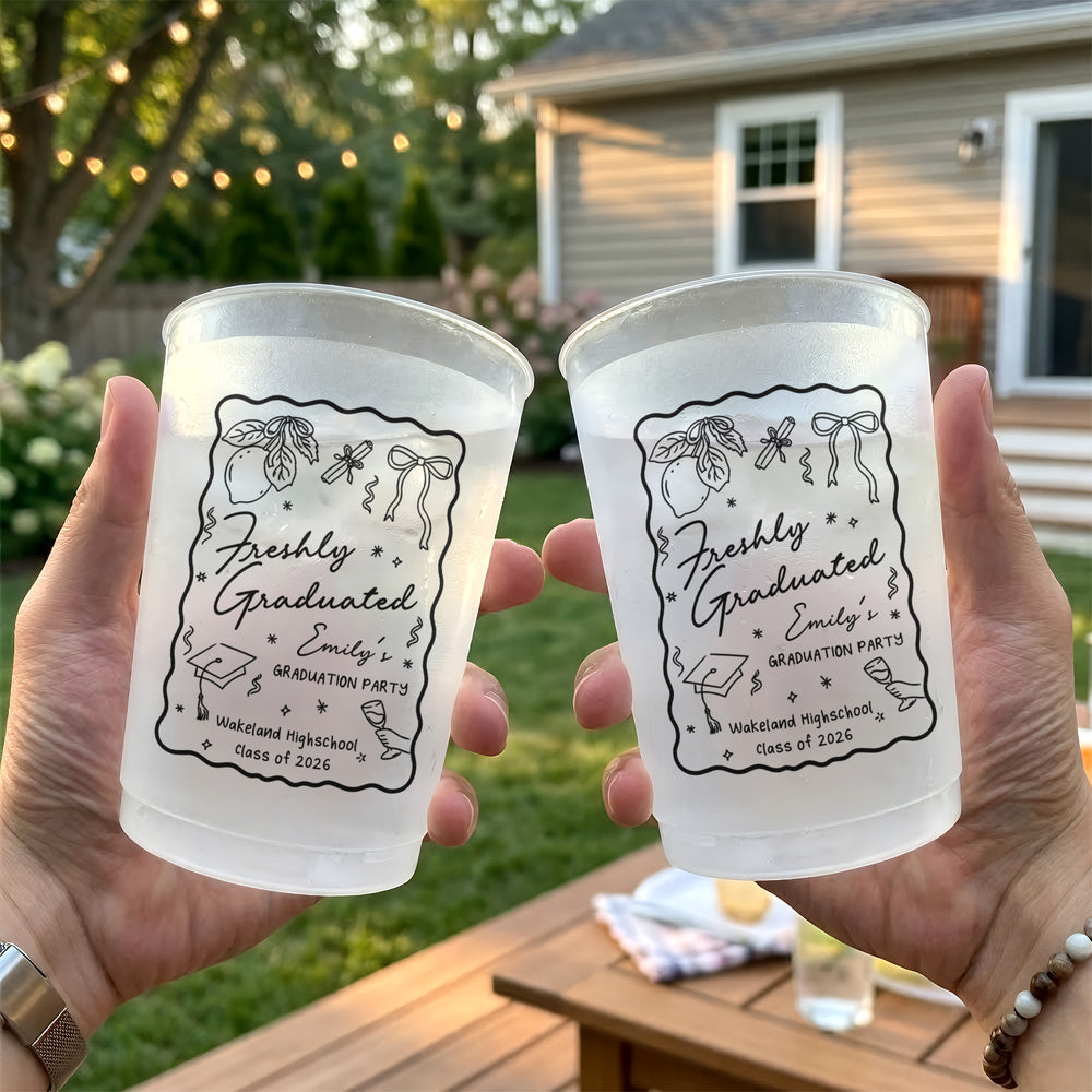 Freshly Graduated Graduation Party - Personalized Cups