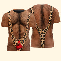 Funny 3D Hairy Chest & Chicken T-Shirt - Novelty Beach & Party Gag Gift