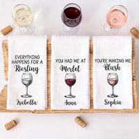 Funny Ahcohol, Wine Gift For Wine Lover, Cocktail Lover Hostess Gift, Girls Night Gift - Personalized Kitchen Towel