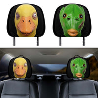 Custom Funny Animal Passengers Car Headrest Covers, Personalized Pet Auto Decor