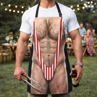 Funny 3D Muscle Apron - Gag BBQ & Grilling Gift for Husband, Men