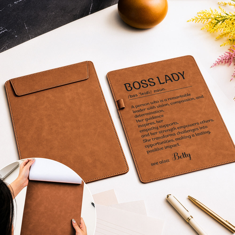 Personalized Funny Definition Leather Clipboard, Gag Gift for Boss & Coworker