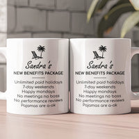 Funny Retirement Gift New Benefits Package - Personalized Mug