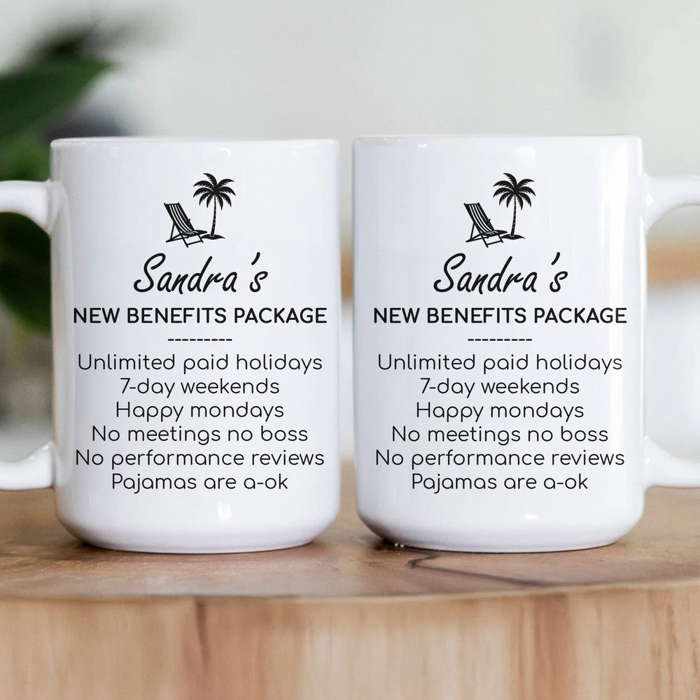 Funny Retirement Gift New Benefits Package - Personalized Mug
