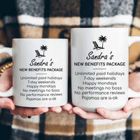Funny Retirement Gift New Benefits Package - Personalized Mug