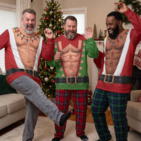 Funny Santa Elf Hairy Belly Ugly Christmas Sweater, Hilarious Gag Gift for Holiday Party