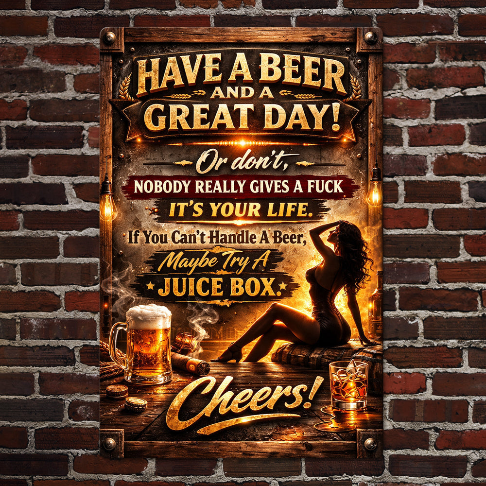 Funny Sign For Beer Bar, Men Club - Personalized Metal Sign