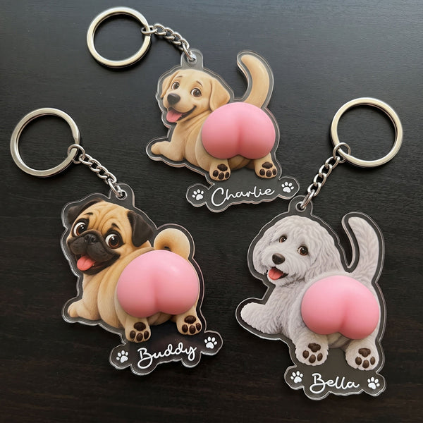 Funny Squishy Big Butt Custom Dog Photo Personalized Keychain