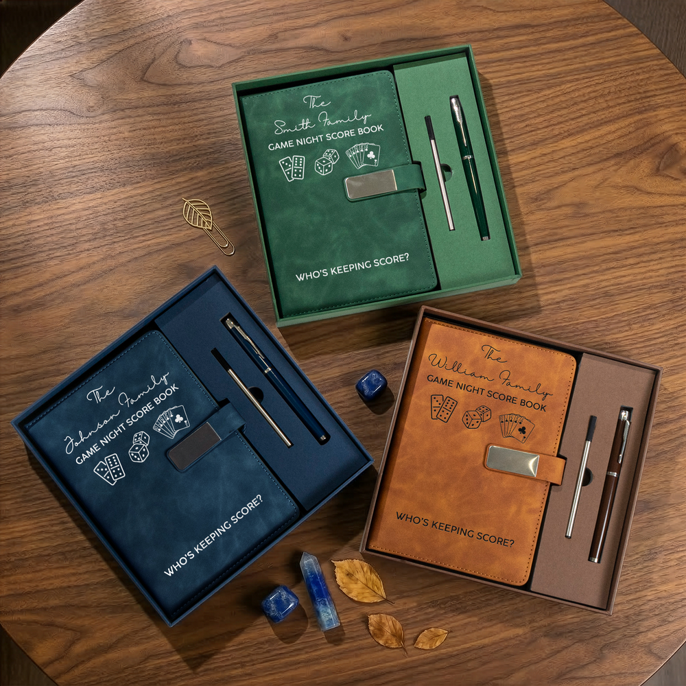 Game Night Score Book For Family, Couples, Grandparents, Board Game Lover - Personalized Notebook Set