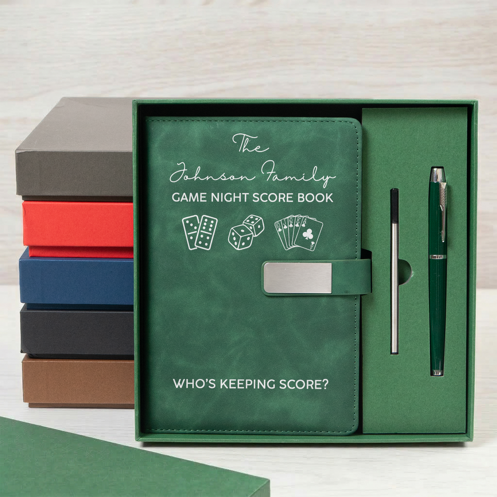 Game Night Score Book For Family, Couples, Grandparents, Board Game Lover - Personalized Notebook Set