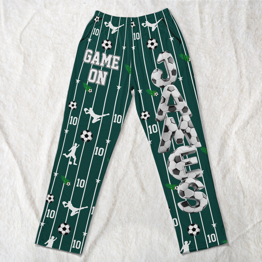 Personalized Soccer Lounge Pants, Custom Name & Number Game Time Sweatpants for Kids & Adults