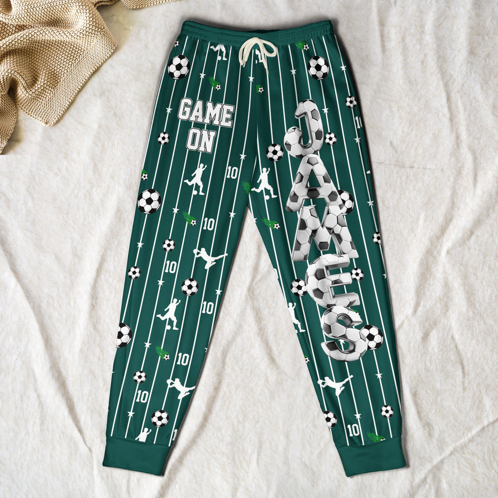Personalized Soccer Lounge Pants, Custom Name & Number Game Time Sweatpants for Kids & Adults